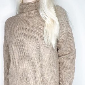 SHEIN | Solid Color Cowl Neck Turtleneck Knit Sweater Top Long Sleeve Blouse